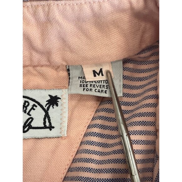 Shore Club Mens Pale Pink Blue Stripes Button Down Shirt Size M Short Sleeve - Picture 6 of 12
